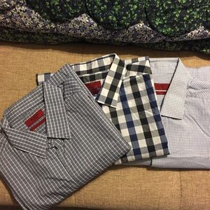 👔3x Alfani Fitted Performance Button Down Shirts